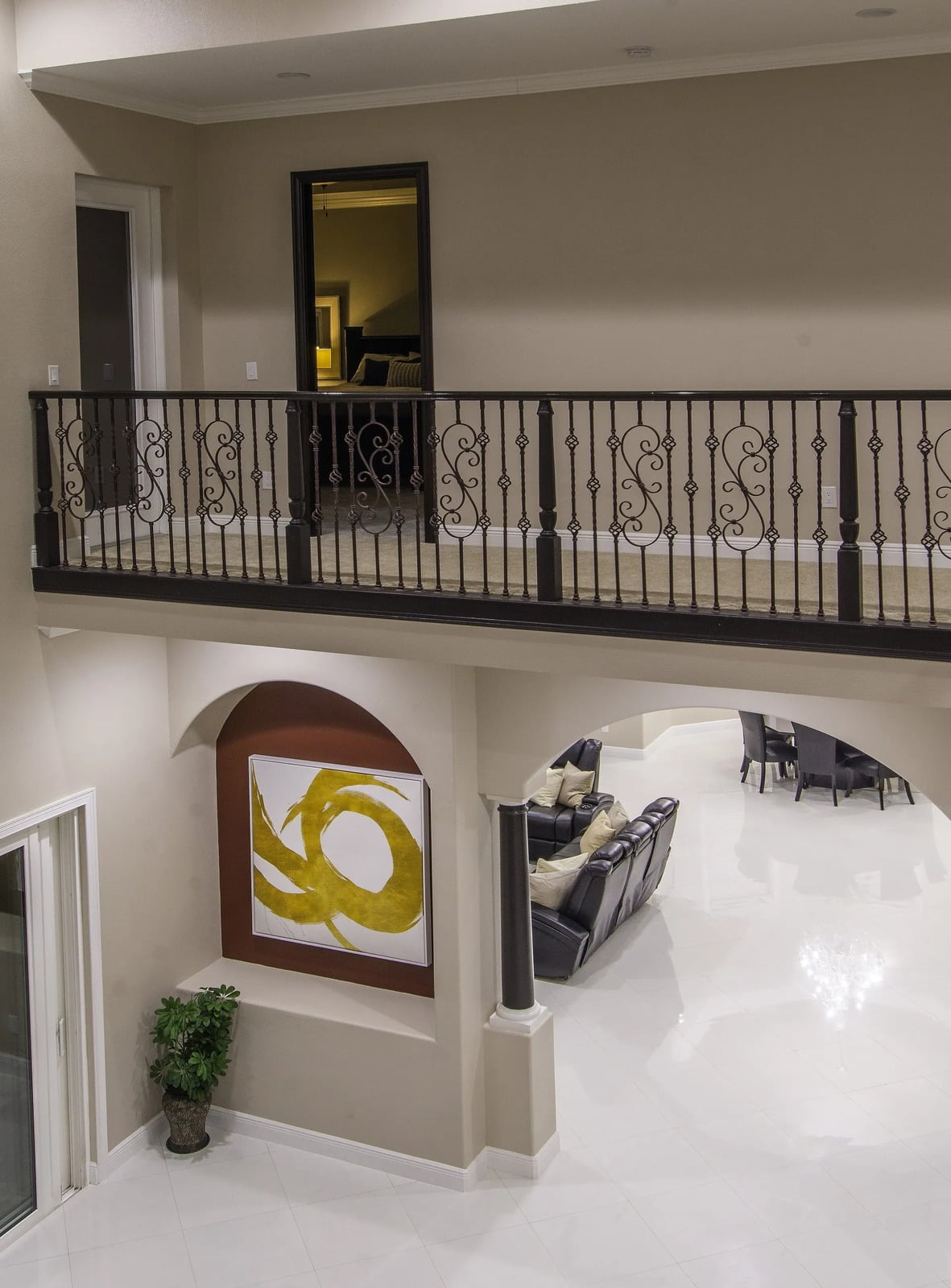 Upstairs walkway in Massachusetts transitional home
